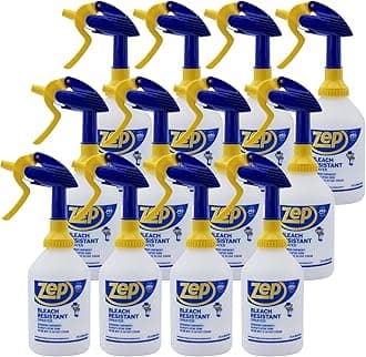 Zep Bleach Resistant Professional Sprayer Bottle - 32 oz (Case of 12) - ZUPRO2-30 Foot Stream Spray or a Fine Mist, Adjustable Nozzle Measurements, Bleach Resistant for Up to a Year