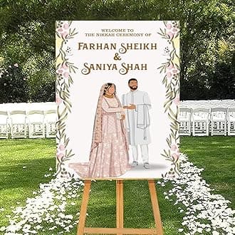 Theme My Party Personalised Islamic Wedding Sign - Nikkah Welcome Sign Board for Muslim Ceremony