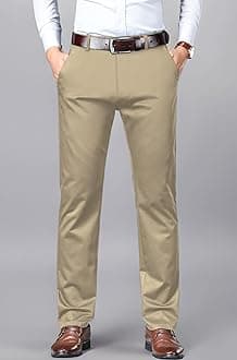 AVANOVA Men's Trousers Light Business Style Slightly Stretch Straight Leg Pants for Outdoor Casual Daily Trouser II Men's Regular Casual Pants Trouser (Trouser 126)