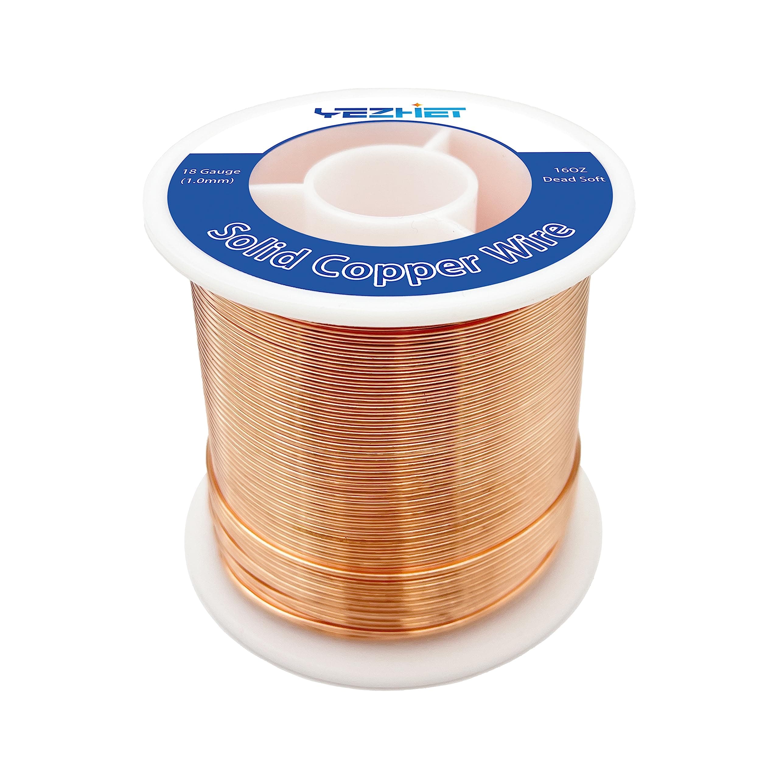 99.9% Solid Bare Copper Wire(18 Gauge(1.0MM), 213Ft), Dead Soft 1 Pound Spool Pure Copper Wire for Crafts, Jewelry Making, Electroculture Gardening