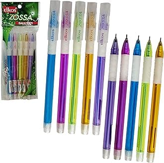 ELKOS BLUE Ballpoint Pens, 0.7mm Fine Point, Pack of 10, Zossa Ball Pens, Smooth Ink Flow, Perfect School Office Home Pens, ZOFAX Black Ball Pen