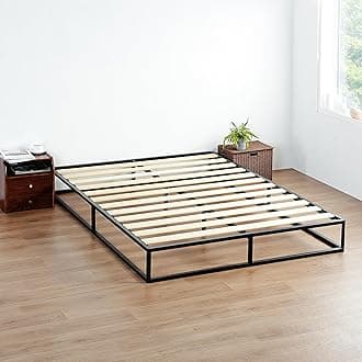 9 Inch Modern Metal Platform Bed Frame, Wood Slat Anti-Slip Support, Steel Mattress Foundation, No Box Spring Needed, Black, Full Size