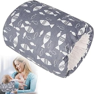 Baby Feeding Arm Pillow,Soft Cotton Bottle Nursing Arm Pillows for Newborn,Breastfeeding Pillows for More Support for Mom and Baby,Portable and Washable,Ergonomic Nursing Essentials(Grey Fish)