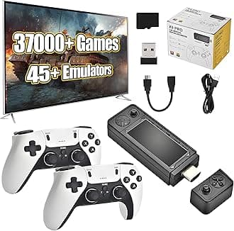 X9 Pro Retro Game Stick 4K,Preloaded Game Console 37000+ Classic Games 45+ Simulators, 2.4G Rechargeable Wireless Controllers, Plug and Play Retro TV Games (64G)