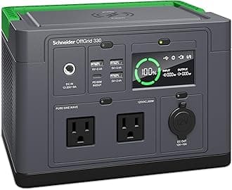 Schneider OffGrid 332Wh Portable Power Station, PPS330 Portable Solar Generator with Wireless Charging Pad, for Camping or Home