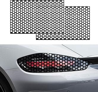 2PCS Car Rear Tail Light Lamp Stickers Honeycomb Type Decal, 18.9"×11.8" Car DIY Self Adhesive Tint Film Sheet Universal for Car Rear Tail Light Headlamp Taillight Cover Trim (Carbon Black)