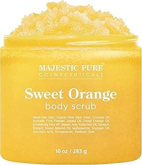 Majestic PureSweet Orange Body Scrub - Exfoliates, Moisturizes, and Nourishes Skin, 10 oz