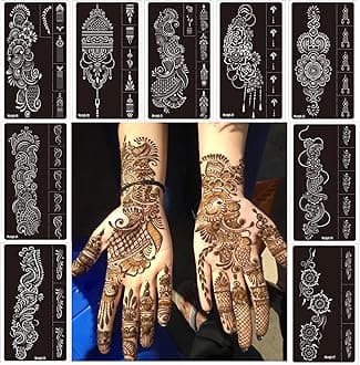 9 Sheet Temporary Tattoo Stencils,Henna tattoo kit Reusable henna Tattoo Sticker Indian Temporary Tattoo Stickers Self Adhesive Tattoo Templates