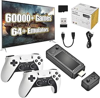 X9 Pro Retro Game Stick 4K,Preloaded Game Console 60000+ Classic Games 64+ Simulators, 2.4G Rechargeable Wireless Controllers, Plug and Play Retro TV Games (256G)