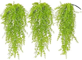 Fake Hanging Plants Faux Vine Leaves Artificial Green Eucalyptus Plants Fake Hanging Eucalyptus Leaf Plant Decorate Indoors Outdoors Decor of Living Room Kitchen Yard Garden Bedroom Wall(Light Green)