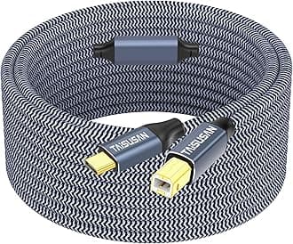 40ft USB C Printer Cable - High Speed MIDI Cable Compatible for Keyboard, MacBook Pro/Air, Printers & Scanners