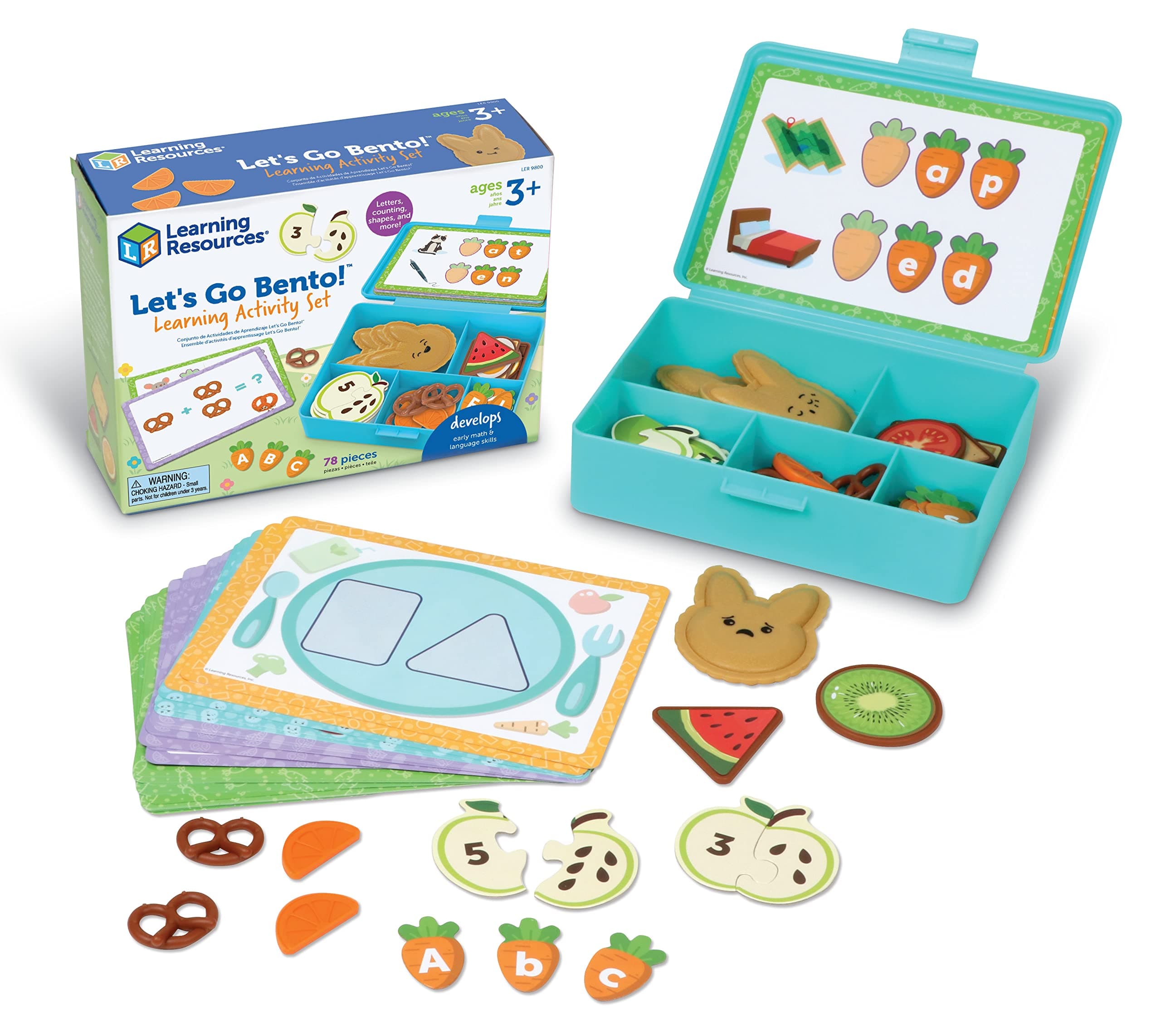 Learning ResourcesLet's Go Bento! Learning Activity Set, 78 Pieces, Ages 3+, Preschool Learning Activities, Toddler Toys, Learning & Education Toys, Feelings and Emotios, Fine Motor Skills