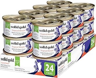 Solid Gold Wet Cat Food Pate in Coconut Oil - Healthy Canned Cat Food Pate w/Real Chicken Liver, Omega Fatty Acids & Vitamins - Grain Free & Gluten Free Canned Meals for Cats & Kittens - 24ct/3oz
