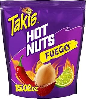Takis Fuego Hot Nuts 15.02 oz Sharing Size Resealable Bag, Hot Chili Pepper & Lime Flavored Extreme Spicy Double-Crunch Peanuts