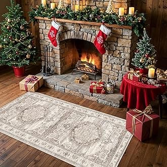 Washable Hallway Ktichen Runner Rugs: 2x6 Indoor Table Runners for Bedroom Bathroom Non-Slip Soft Stain Resistan Carpet for Entryway Laundry Dining Room Foyer (Beige,2x6)