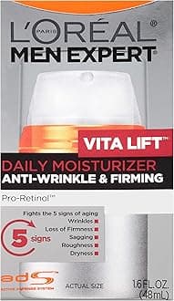 L'Oreal Men Expert Vitalift Anti-Wrinkle & Firming Face Moisturizer with Pro-Retinol, Face Moisturizer for Men, Beard and Skincare for Men, 1.6 oz