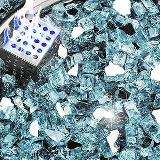NUPICK 10 Pound Fire Glass, 1/2 Inch Reflective Fire Glass, Fit with Fire Pit Glass and Fireplace Glass, Pacific Blue