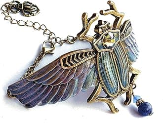 Mystical Protection Egyptian Winged Scarab Beetle Amulet Cuff Bracelet with Sparkling Crystal Rhinestone Boho Jewelry for Women