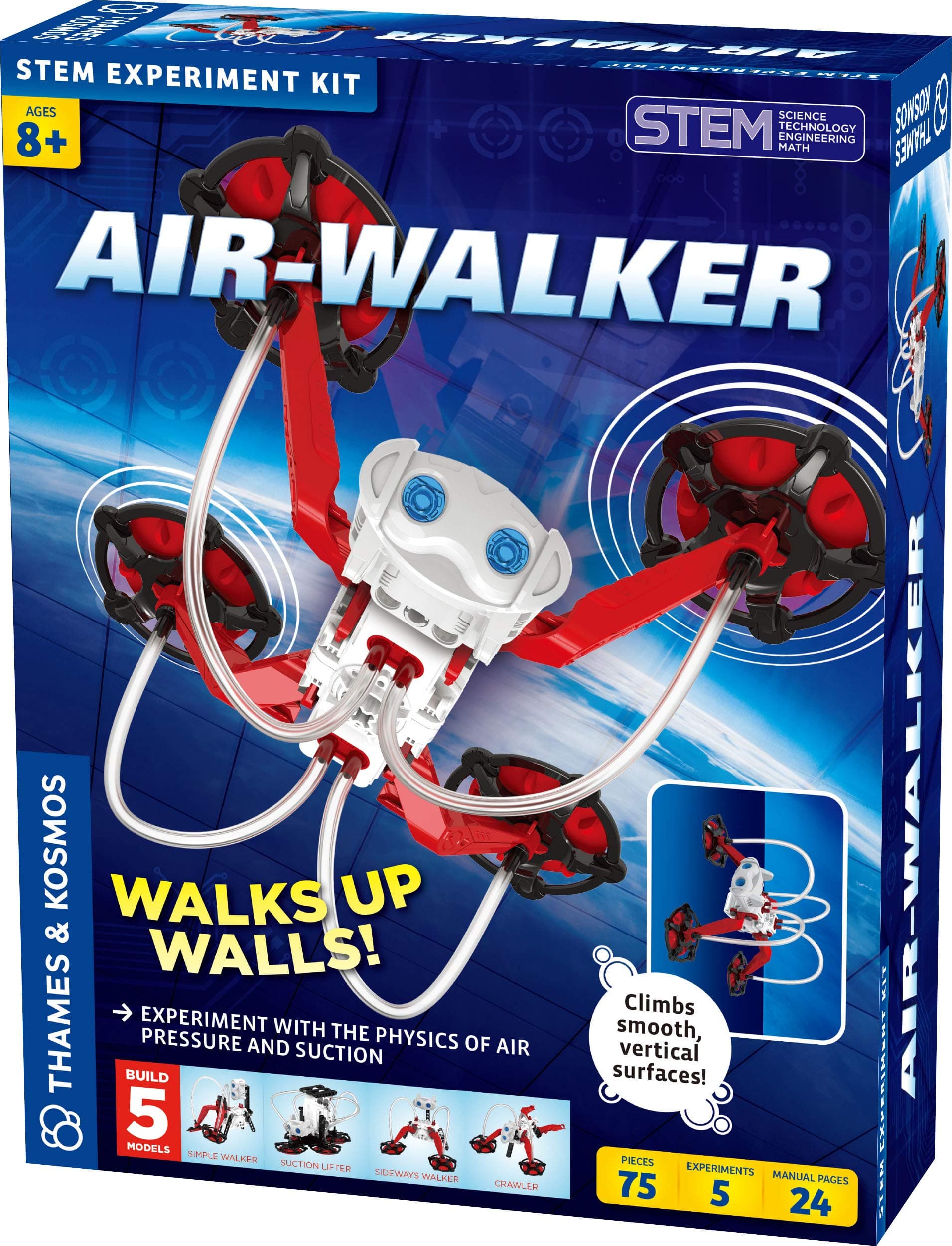 Thames & Kosmos Air-Walker Gravity-Defying Wall-Walking Robot Science Experiment Kit, 5 Robotic Models for Ages 8+, Blue