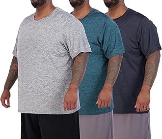3 Pack: Men s Big and Tall Tech Stretch Short Sleeve Crew Quick Dry Fit T-Shirt Wicking Active Athletic Gym Top Size Clothes Lounge Sleep Running Essentials Basketball Workout Tee- Set 9, 4X