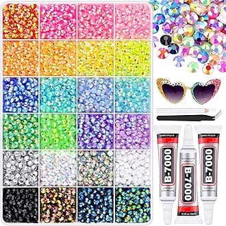 8500Pcs Resin Rhinestones for Bedazzling with B7000 Jewelry Glue, 5MM Colorful Gems Flatback Rhinestones for Crafting, Crystal for DIY Crafts Clothing Tumblers Mugs Shoes Fabric Decor Nail Art