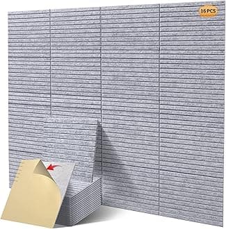 16 Pcs Pro Grade Soundproof Wall Panels,Acoustic Panels,Premium Sound Panels,Better Than Foam,Wedge Design,with Adhesive on Back,for Acoustical Treatments/Professional Studio,12�12�0.4 in(Light Grey)