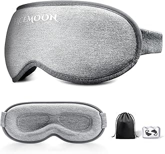 Sleep Mask 100% Light Blocking 3D Contoured Sleeping Mask for Women Men,Zero Eye Pressure Sleeping Mask with Adjustable Strap,Earplugs,Travel Pouch,Travel,Yoga（Lightweight