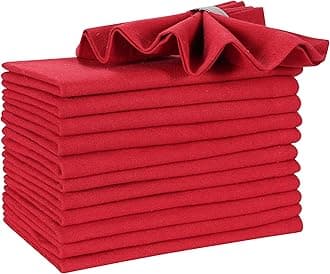 Red Cotton Dinner Napkins Set of 12, 18x18 Inch 100% Cotton Cloth Napkins, Reusable Fabric Table Napkins for Everyday Dining, Parties, Weddings, Spring & Easter Table Décor Washable