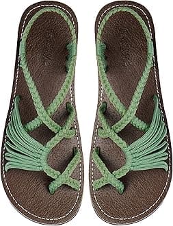 Capana Woven Women's Flat Sandals - Strappy Braided Sandals, Beach Sandals for Women Dressy Summer, Rope Bohemian Sandals, Spring Casual Womens Shoes, Comfy Boho Flats for Teen Girls – Banyan