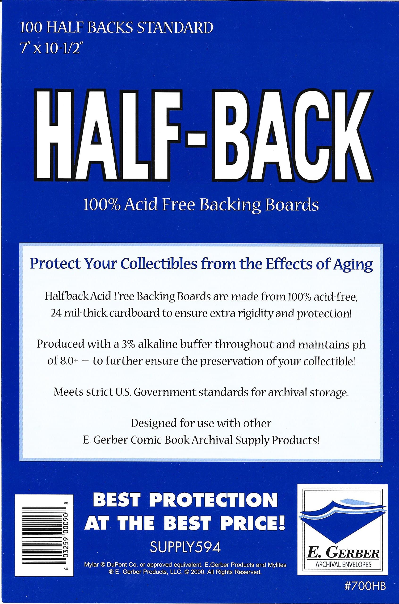 E.gerber 100 Half-backs Standard Comic Size - 7” X 10-1/2”