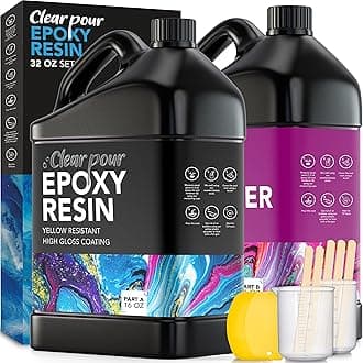 32oz Epoxy Resin Kit - Crystal Clear Epoxy Resin Kit - Art Resin, Craft, Jewelry Casting, DIY, Tumblers, Wood & Resin Molds Coating (16oz x 2)