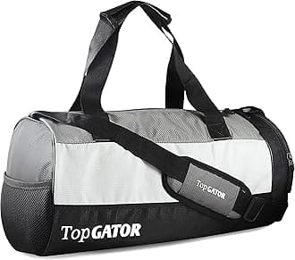 TopgatorPolyester 10 inches Soft Duffle Gym Bag with Shoes Compartment, Grey/Black, M