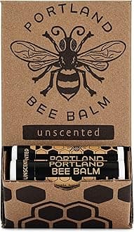 Portland Bee Balm All Natural Handmade Beeswax Based Lip Balm, Unscented 24 Count
