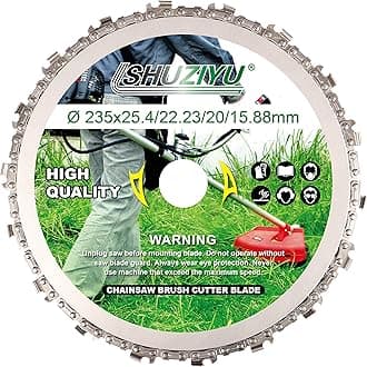 Circular Chainsaw Tooth, 9", Brush Cutter Blade, Arbor 1" with 7/8"-20-5/8" Washer, Come with a Small File for Regrinding Tooth.