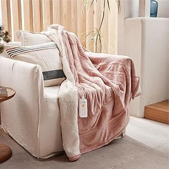 GOTCOZY Heated Blanket Electric Throw 50''X60''- Soft Silky Plush Electric Blanket with 4 Heating Level & 3 Hour Auto Off Heating Blanket, ETL Certified Machine Washable (Rose Dust)