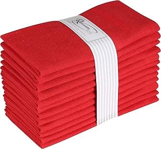 Ramanta Home 100% Cotton Dinner Napkins Set of 12 (46x46 CM) Red - Reusable Machine Washable Durable Napkins - Ideal for Everyday Use