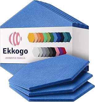 Acoustic Panels 12-Pack - 14"X12.1"X0.4" Soundproof Wall Panels - High Density Sound Dampening - Grand Blue Hexagon