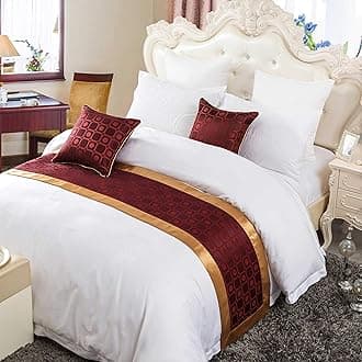 OSVINO European Style Luxury Modern Smooth Bed Runner Scarf Bedding Protection Decoration for Bedroom Hotel, Red 180X50cm for 120cm Bed