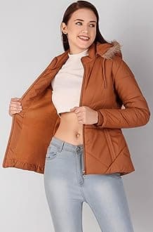 Brazo Girls and Women's Puffer Regular Fit Bomber Jacket For Winter Wear | Hooded Neck | Full Sleeve | Zipper | Casual Jacket For Woman & Girl | Western Stylish Jacket For Women