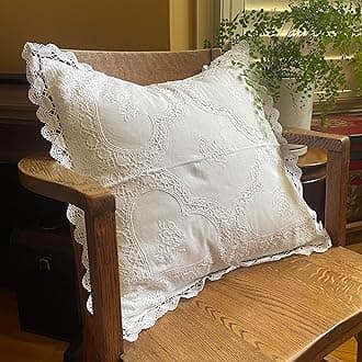 MODERN HEIRLOOM Embroidered and LACE 2-PC Pillow Decorative Pillow Set, 20 inches, Beatrice White 20" 2 Count
