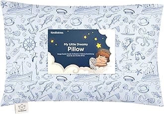 Toddler Pillow with Pillowcase - 13x18 My Little Dreamy Pillow - Organic Cotton Toddler Pillows for Sleeping, Kids Pillow, Travel Pillows for Sleeping, Mini Pillow, Toddler Bed Pillows (Nautical)