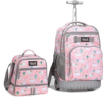 Tilami Rolling Backpack 18 inch with Lunch Bag Wheeled Laptop Backpack