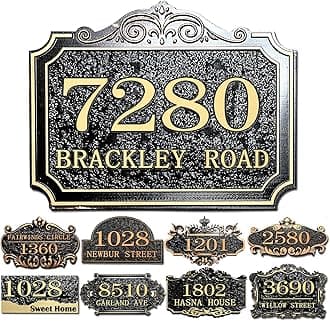 Personalized House Address Plaque Custom House Number Sign 12 Inch Acrylic Street Name Plate Customized Antique Brass or Copper Vintage for Home Room Door Wall Outdoor Mailbox