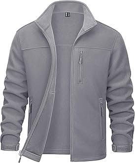 MAGCOMSENMen's Winter Zip Up Polar Fleece Jacket Athletic Tactical Hiking Outdoor Jackets with 3 Pockets