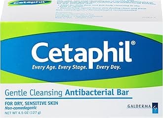 Cetaphil Antibacterial Gentle Cleansing Bar, 4.5 Ounce (Pack of 6)