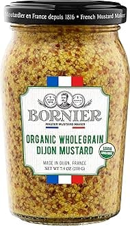 BORNIER Dijon Mustard, Organic Wholegrain, 7.4 Ounce