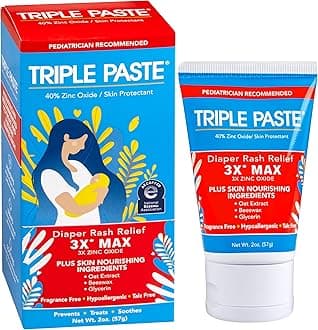 3X Max Diaper Rash Ointment for Baby, Maximum Strength with 40% Zinc Oxide Ointment for Serious Diaper Rash, 2 oz Tube
