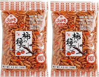 Uegaki Beika Extra Hot Rice Cracker Kaki No Tane 4.5oz (Pack of 2)