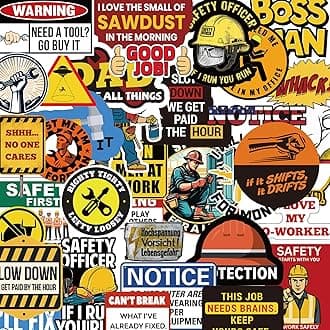 250+ Hard Hat Stickers for Adults - Funny Sticker Book for Water Bottle, Helmet, Cars, Tool Box, Truck, Motorcycle, Cooler, Laptop - Blue Collar Cool Fun Hardhat Stickers Gifts for Men, Waterproof