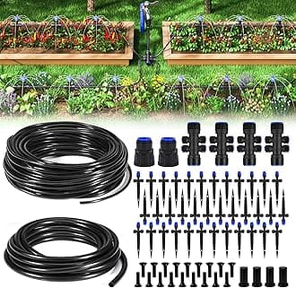 HIRALIY 210FT Drip Irrigation Kits for Plants, New Quick Connector Garden Watering System, Saving Water Automatic Irrigation Equipment for Patio Lawn